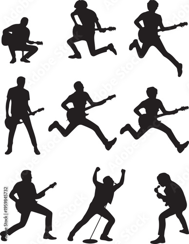 Rock Guitarist Singer Performance Silhouettes