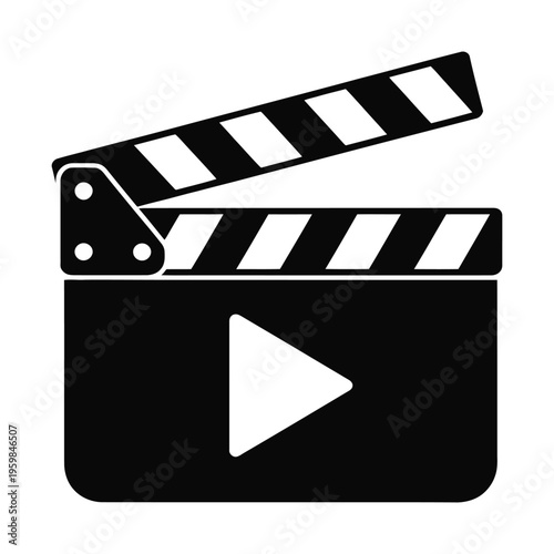 Film clapper board play button icon