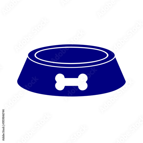 An empty dog bowl with a bone on the side sits alone indoors