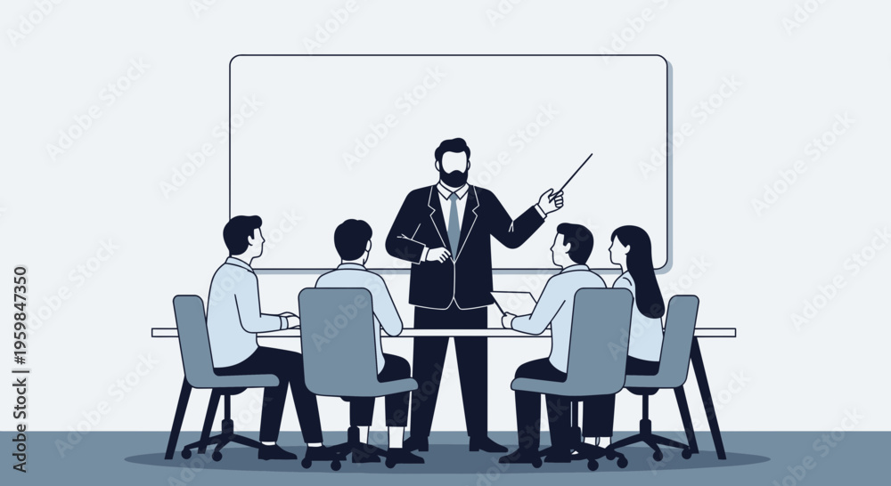 Fototapeta premium Businessman teaching at a conference table.
