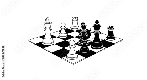 Chess pieces on a board.