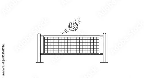 Volleyball Net with Flying Ball High.