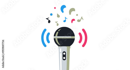 Wireless Microphone with Music Notes Emitting.