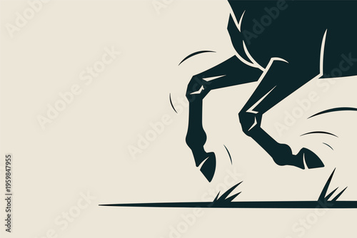 Galloping horse legs with motion blur, speed motion concept with copy space