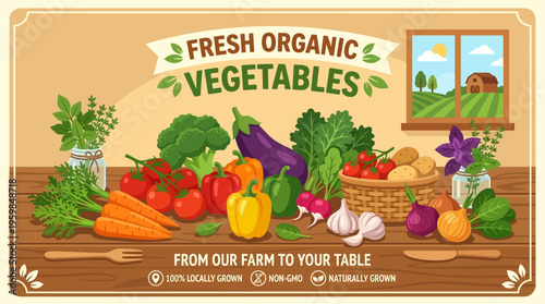 Fresh Organic Vegetables Farm-to-Table Banner