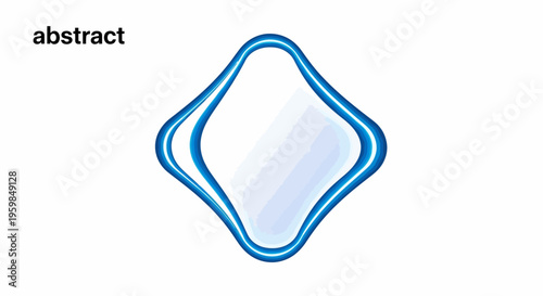 Abstract blue shape with smooth curves and white background