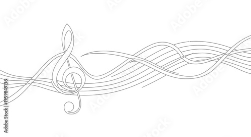Abstract musical notes and clef symbol on a white background