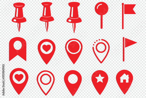 Map pin icon. location pin place marker. Location icon. Map marker pointer icon set. GPS location symbol collection. Vector illustrator. eps 10