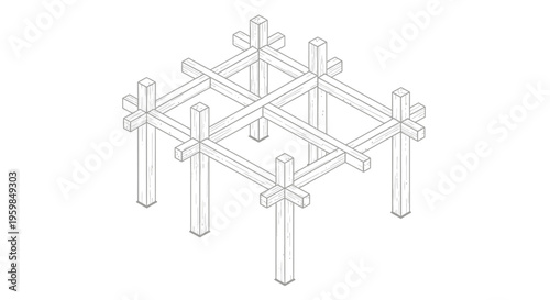 Abstract Impossible Geometric Structure Optical Illusion Isolated White Background