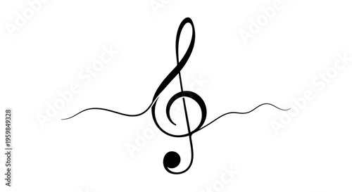 Abstract treble clef with flowing lines