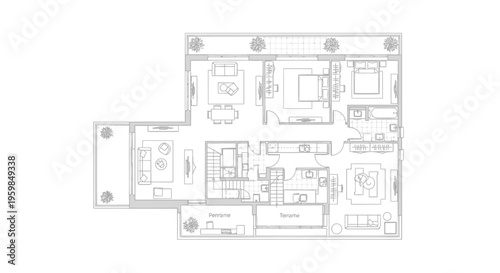 Modern apartment floor plan blueprint