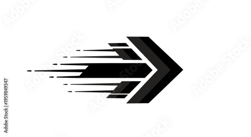 Abstract Fast Moving Arrow Icon Design with Speed Lines Isolated White Background