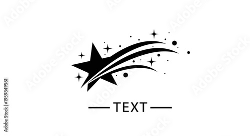 Dynamic shooting star logo design with a long sparkling trail, symbolizing aspiration and excellence on isolated white background.