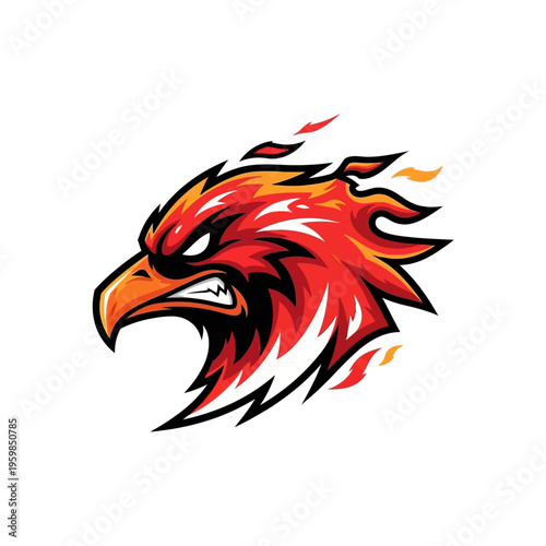 Fierce Phoenix Head Mascot Logo Design.