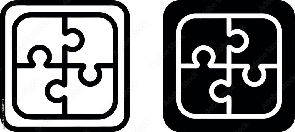 Obraz premium Two contrasting puzzle piece icons with different background styles