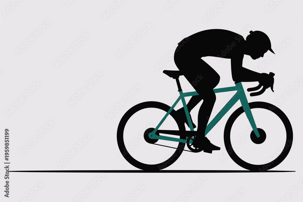 Obraz premium Cyclist Riding Bicycle Silhouette, cycling sport concept