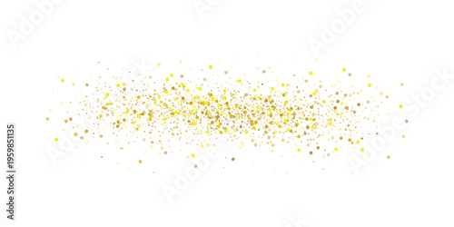 Abstract gold glitter dust particles isolated on white background for festive graphic design