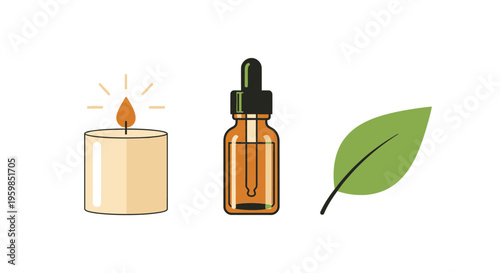 Aromatherapy essential oil and candle.