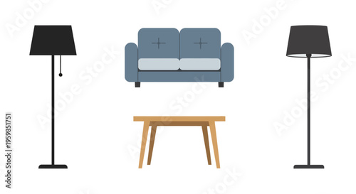 Modern living room furniture set interior.