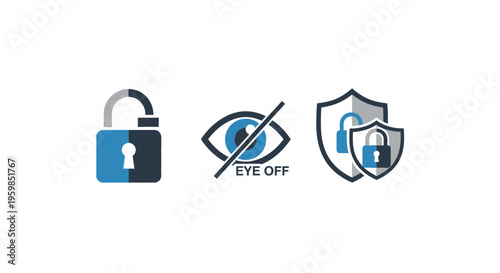 Security icons with lock and shield.