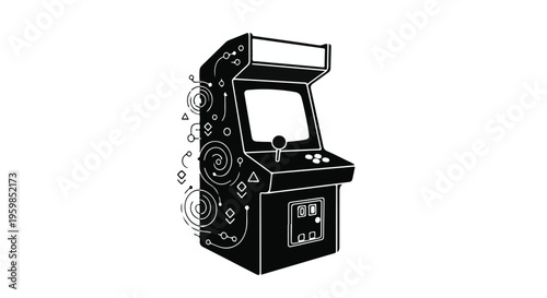 Classic arcade video game cabinet is rendered in a solid black silhouette style against a clean background.