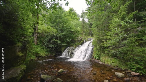 Beautiful small waterfall at Menzenschwander cascade in Black Forest Germany Schwarzwald