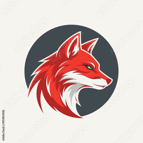 Vibrant red fox head logo with sharp features.