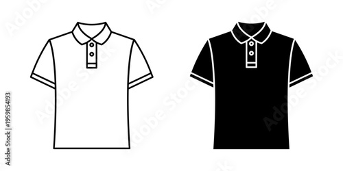 Polo Shirt icon set. Vector illustration of polo shirts in a minimalist style on a white background.