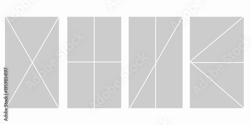 Set of comic 4 frame photo collage layout