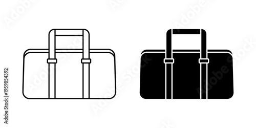 Gym bag icon set. Simple duffle bag icons on a white background.