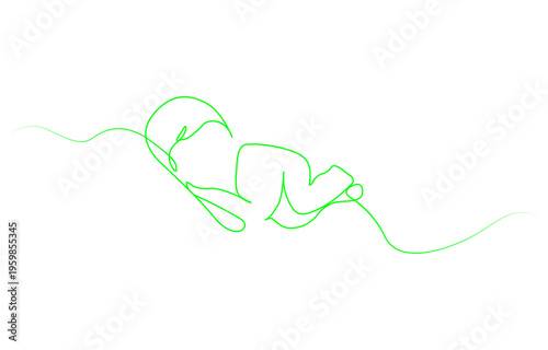 Baby in womb one single line drawing. Cute unborn fetus baby on mother womb isolated on white background. prenatal care, and the miraculous bond of life before birth.