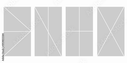 Set of comic 4 frame photo collage layout