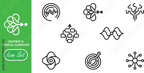 Chatbot and Virtual Assistant Artificial Intelligence Concept Icons for Neural Networks and AI Data Flow