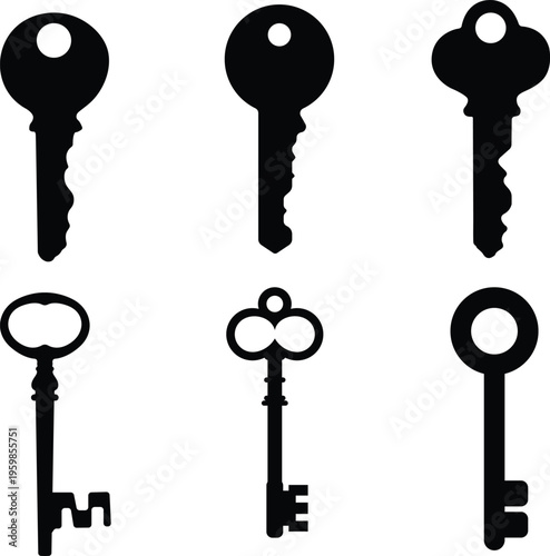 Lock key set vector logo design silhouette vector flat illustration design on a white background