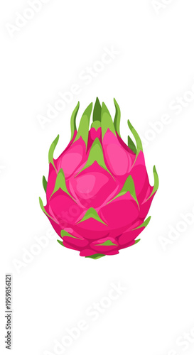 Vibrant Pink Dragon Fruit Isolated on White Background.