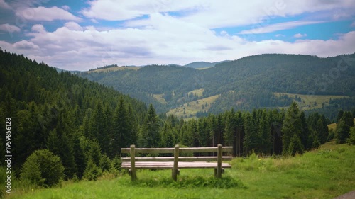 Bench in Black Forest Mountain Range Germany Schwarzwald