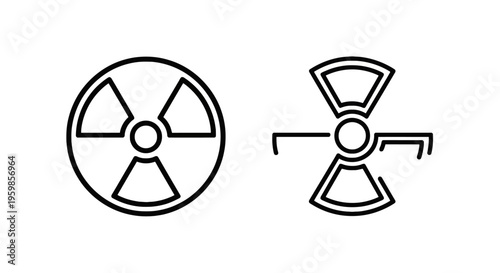 Radiation warning symbols: radioactive hazard and biohazard icons with warning sign
