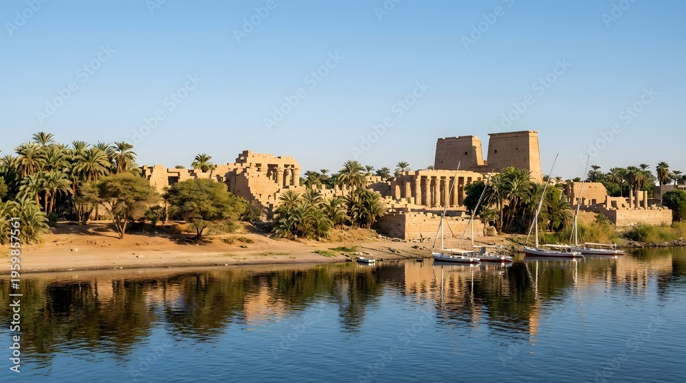 Fototapeta premium Nile River Near Ancient Ruins