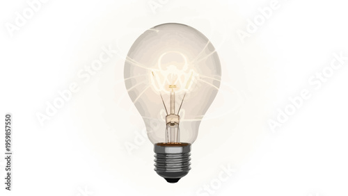 Glowing Light Bulb on White Background