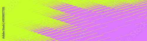 Postmodern teck geometric dynamic transition vector gradient, Fade oblique stripe gradation ornament in acidic green and purple colors, Halftone gradient texture from thick to thin diagonal line