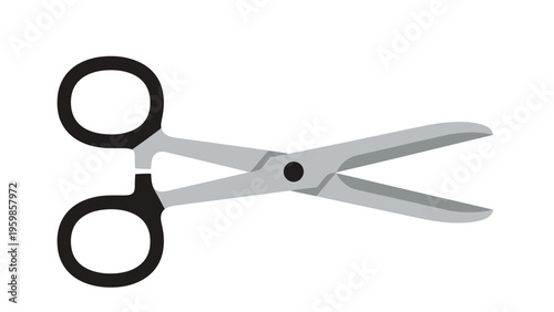 Silver Scissors with Black Handles on White Background