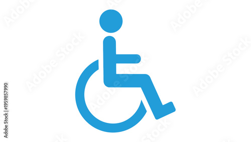 Blue Handicap Sign on White Background