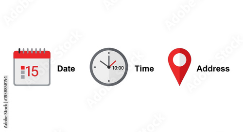 Calendar Clock Address Icons vector icon
