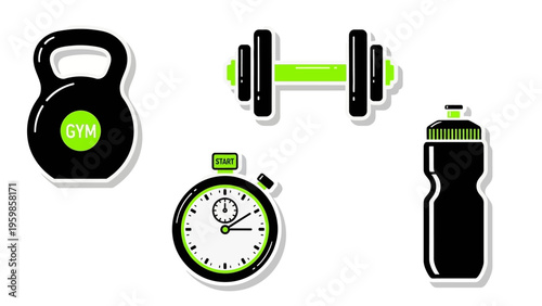 Fitness Equipment Icons vector icon