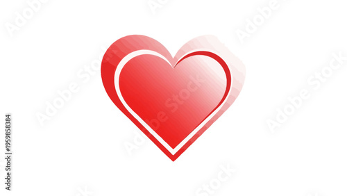 Red Heart Icon with White Outline on White Background