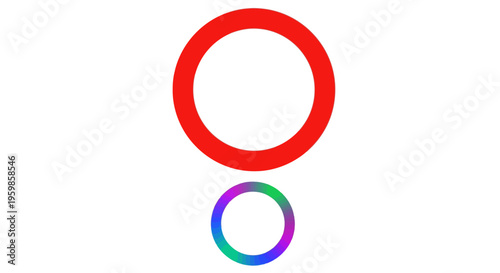 Red Circle and Multicolored Ring on White Background