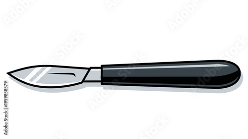 Black Utility Knife on White Background