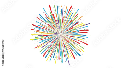 Colorful Firework Exploding on White Background