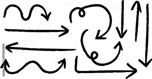 Hand drawn arrows and lines in a chaotic pattern a unique illustration