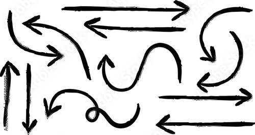 Hand drawn arrows in various directions a collection of hand drawn arrows